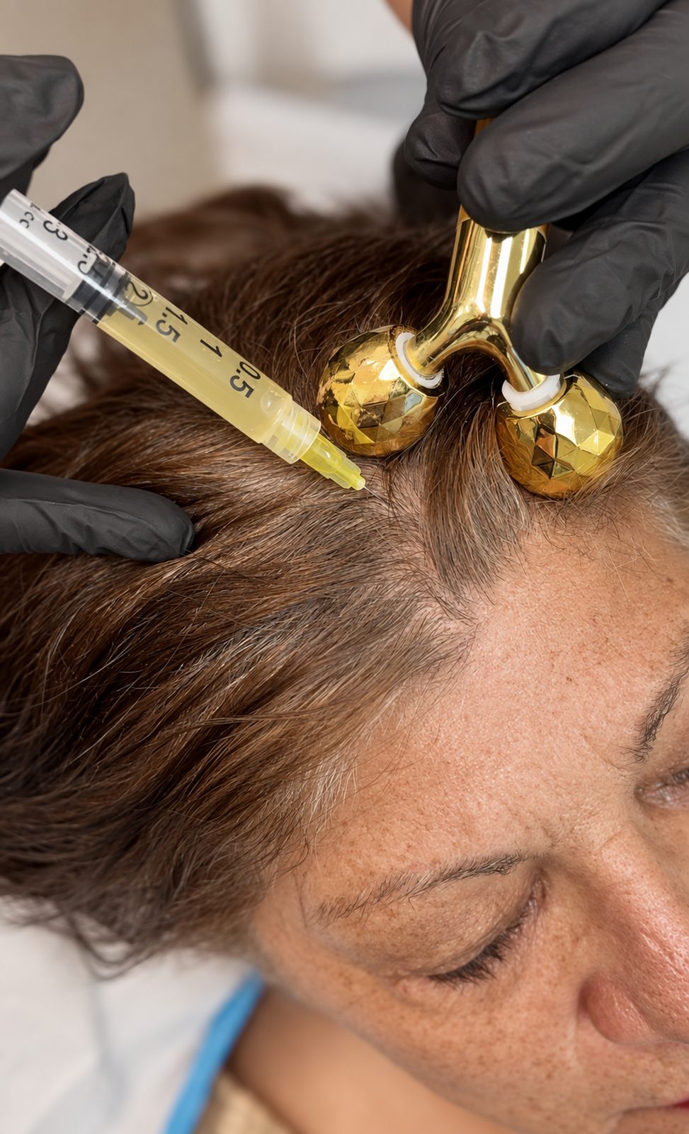 PRP hair restoration injections with a scalp roller at FloState